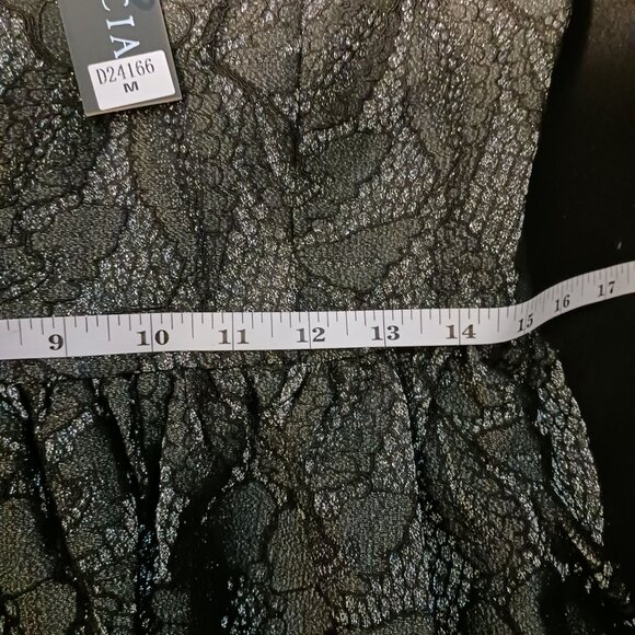 NEW Gracia Metallic Lace Fit & Flare‎ Dress in Grey Size M - Picture 12 of 13